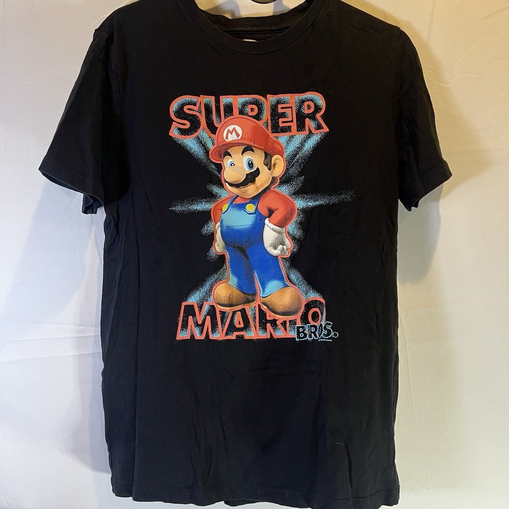 New Nintendo Super Mario Bros Old Navy Kids Medium Black Cotton Tee